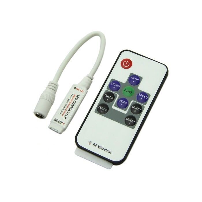 LED RGB juostų valdiklis 12-24Vdc mini su RF distanciniu pulteliu 3x4A LED RGB juostų valdiklis 12-24Vdc mini su RF distanciniu pulteliu 3x4A