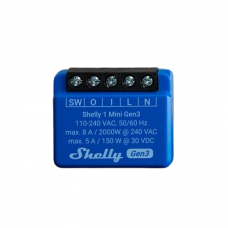 Relė Shelly Plus 1 Mini GEN3, 1 kanalas, 8A, Wi-Fi, Bluetooth