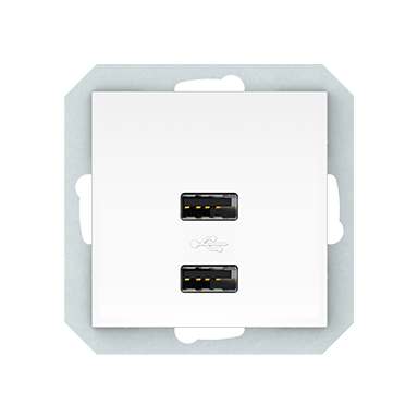 USB kroviklis 2 lizdų QR1000 įleidž. be rėmelio